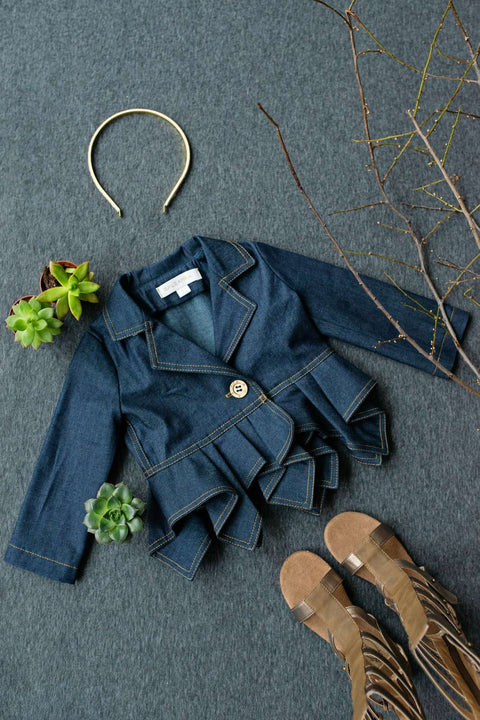 Denim Ruffle Chic Жакет