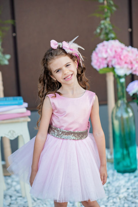 Brillantezza Луксозна розова рокля от брокат и тюл