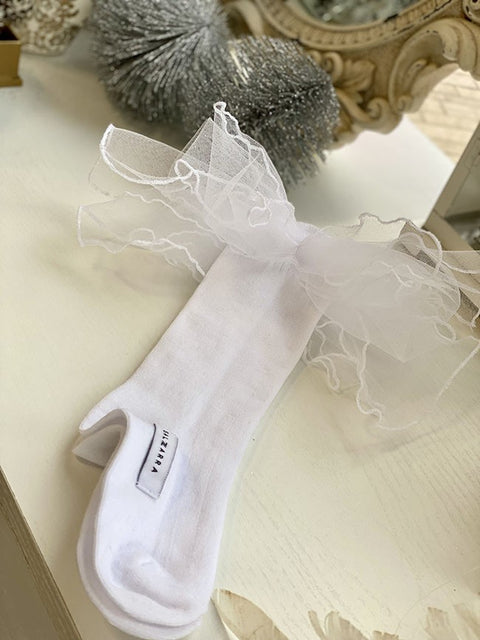 Tulle Kiss White Чорапи с пандели бели