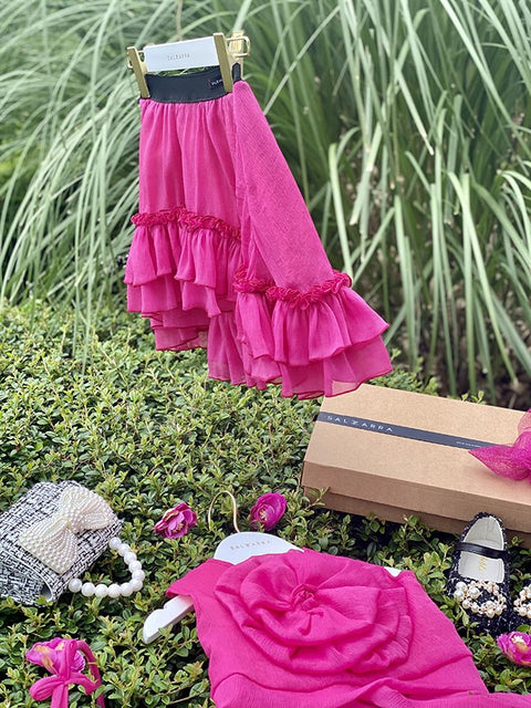Fuchsia Bloom Skirt Детска асиметрична пола в циклама